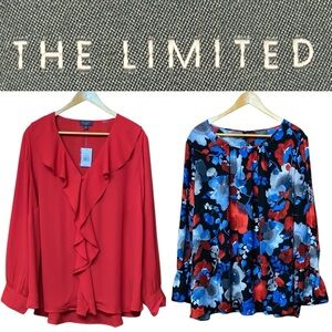 BUNDLE 2 TOPS The Limited Floral Blouse & Red Ruffle Blouse NWT